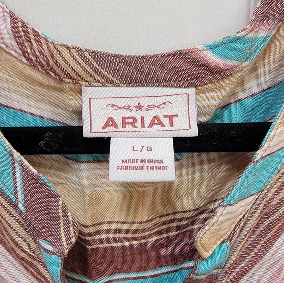 Ariat Baja Serape Striped Sleeveless Button Down Top w/Tie Front Size Large - Picture 4 of 5